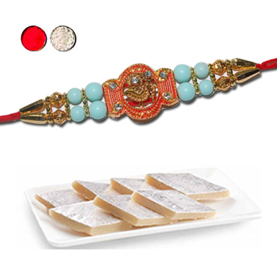 "Rakhi - FR- 8110 A (Single Rakhi), 250gms of KajuKathili - Click here to View more details about this Product